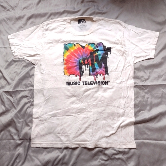 MTV Other - Vintage Youth Y2K Retro Style MTV Tie Dye Logo Short Sleeve White Graphic Tee